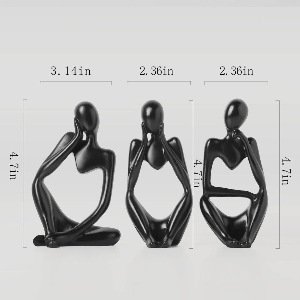 BrownLove 3pcs Decor Thinker Statue Abstract Art Sculpture，Resin Collectible Figurines for Home Living Room Office Shelf Decoration