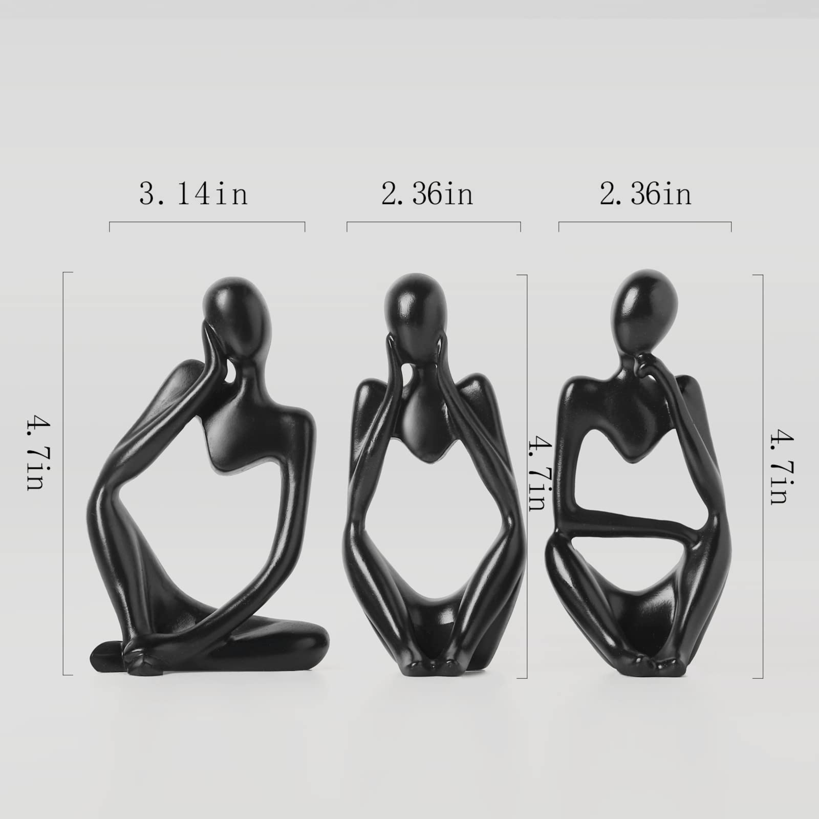 BrownLove 3pcs Decor Thinker Statue Abstract Art Sculpture，Resin Collectible Figurines for Home Living Room Office Shelf Decoration