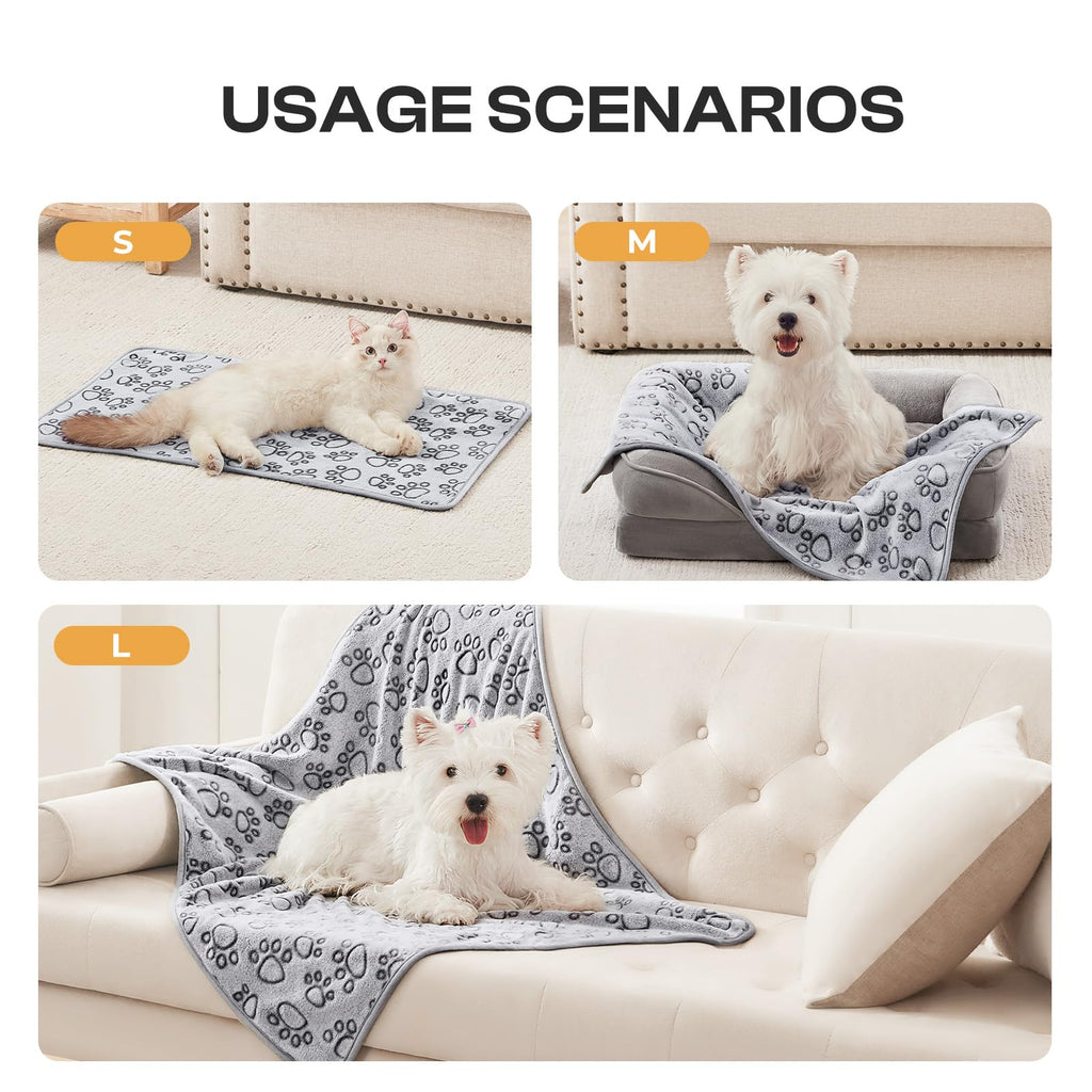 1 Pack 3 Blankets Super Soft Fluffy Premium Fleece Pet Blanket Flannel Throw for Dog Puppy Cat - Paw