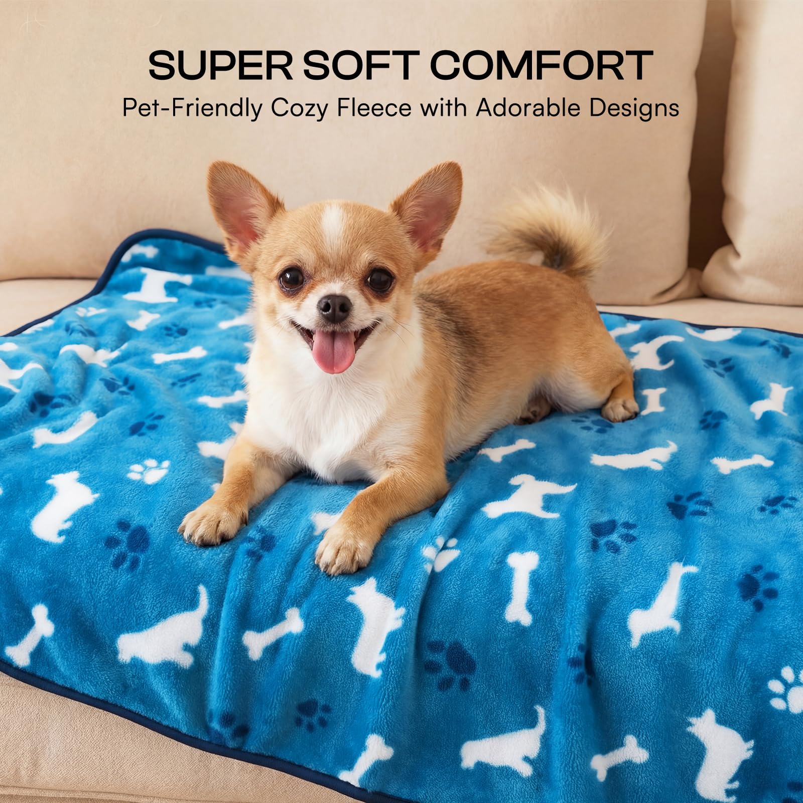 1 Pack 3 Blankets Super Soft Fluffy Premium Fleece Pet Blanket Flannel Throw for Dog Puppy Cat - Paw