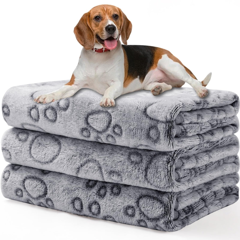 1 Pack 3 Blankets Super Soft Fluffy Premium Fleece Pet Blanket Flannel Throw for Dog Puppy Cat - Paw