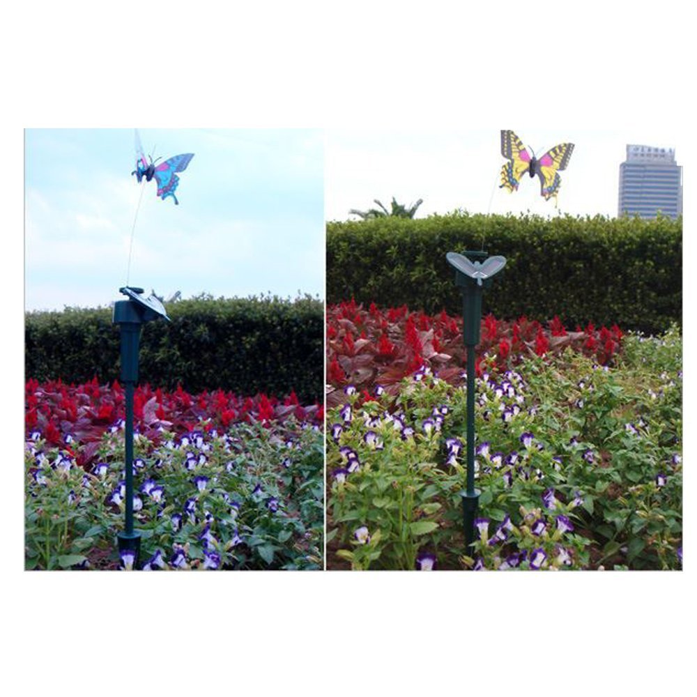 Vanki Solar Yard Stake Fluttering Insects, Solar or Battery Powered, 2 PCS Butterfly