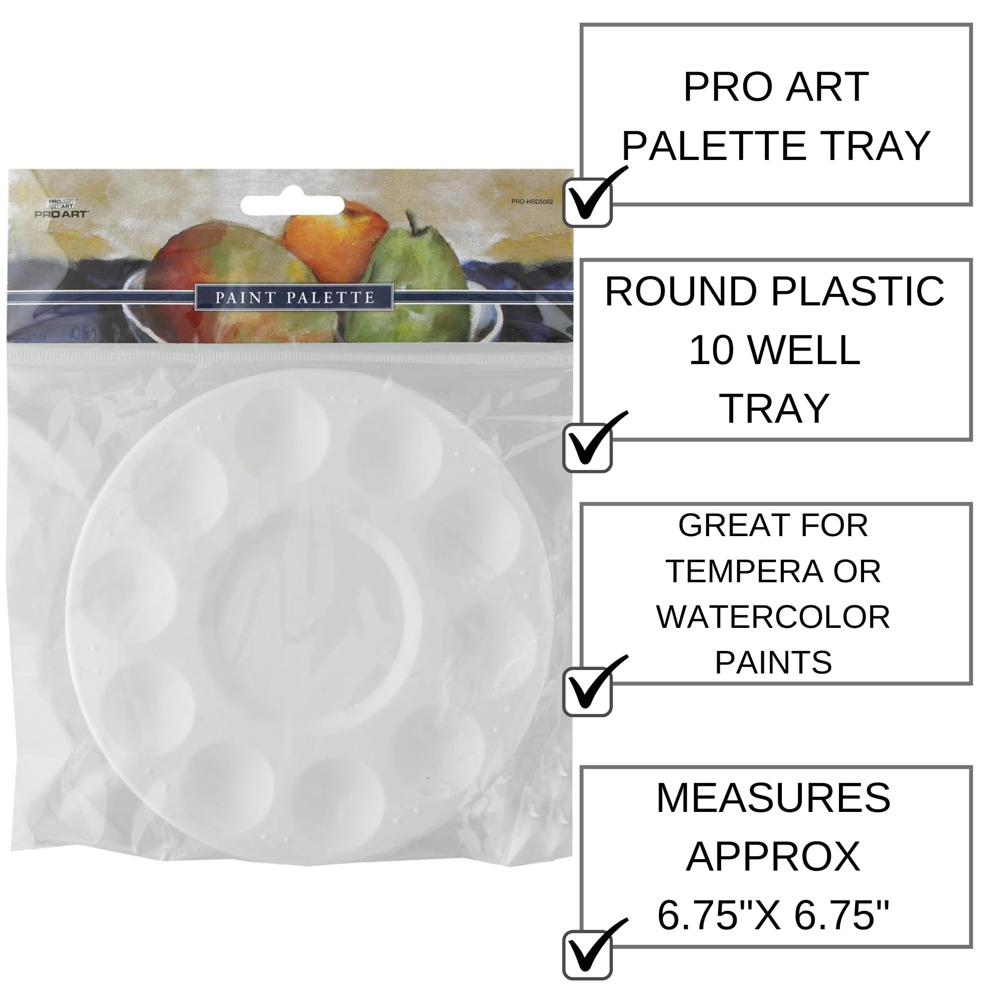 Pro Art Palette Plastic Round 10 Well Tray, Paint Palette, Paint Tray, Pallet, Tray Palette, Plastic Pallet, Trays, Pallete, Acrylic Palette Tray