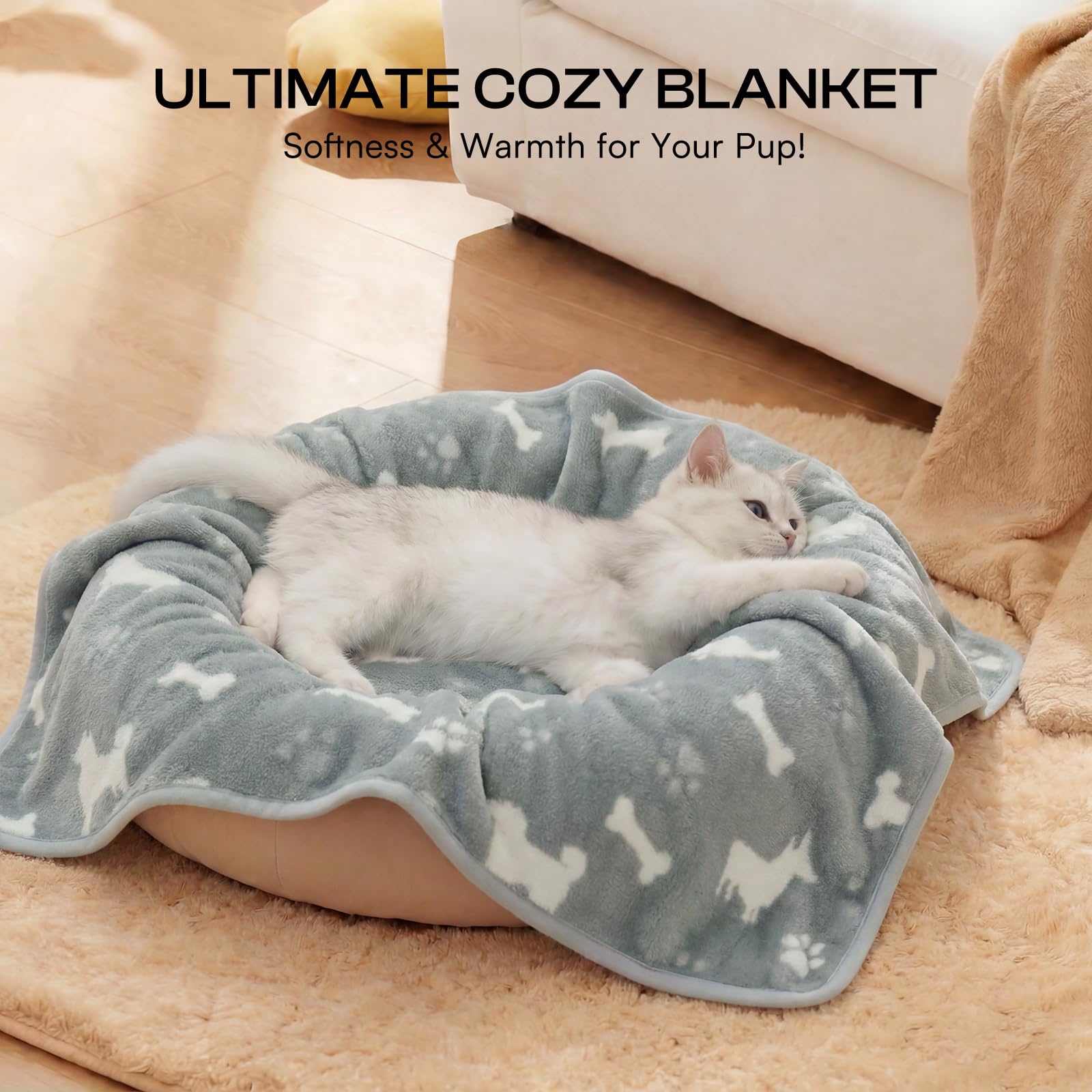 1 Pack 3 Blankets Super Soft Fluffy Premium Fleece Pet Blanket Flannel Throw for Dog Puppy Cat - Paw