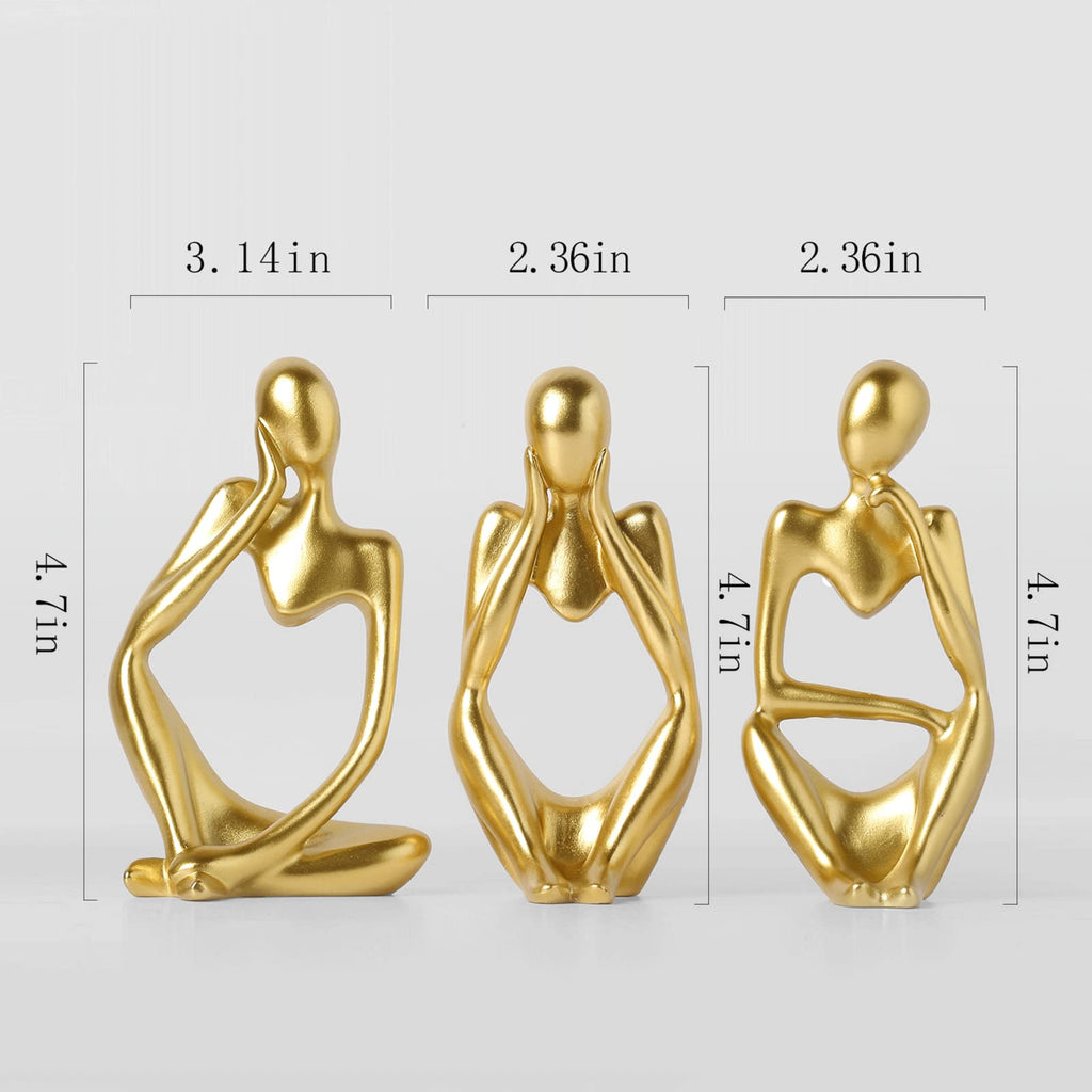 BrownLove 3pcs Decor Thinker Statue Abstract Art Sculpture，Resin Collectible Figurines for Home Living Room Office Shelf Decoration