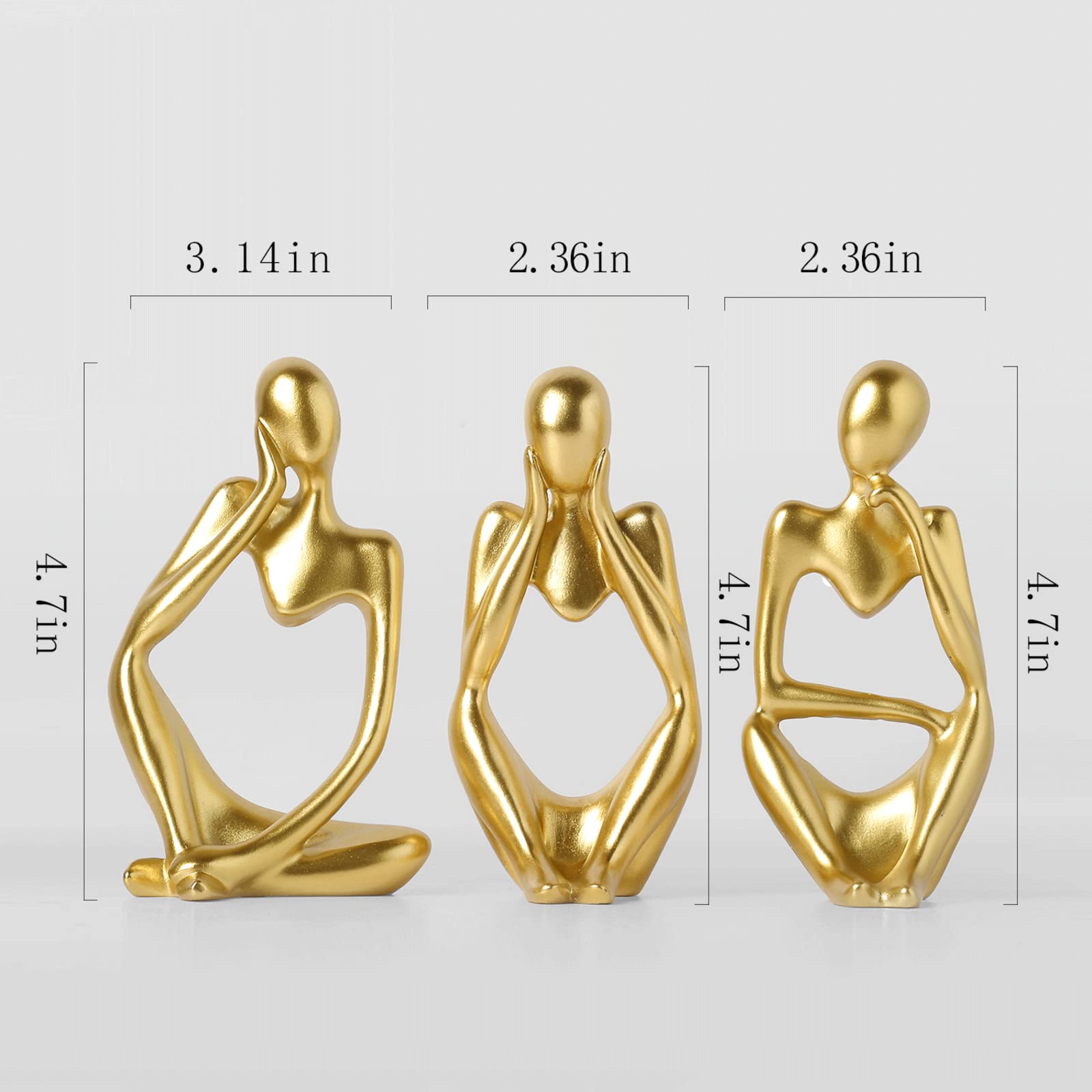 BrownLove 3pcs Decor Thinker Statue Abstract Art Sculpture，Resin Collectible Figurines for Home Living Room Office Shelf Decoration