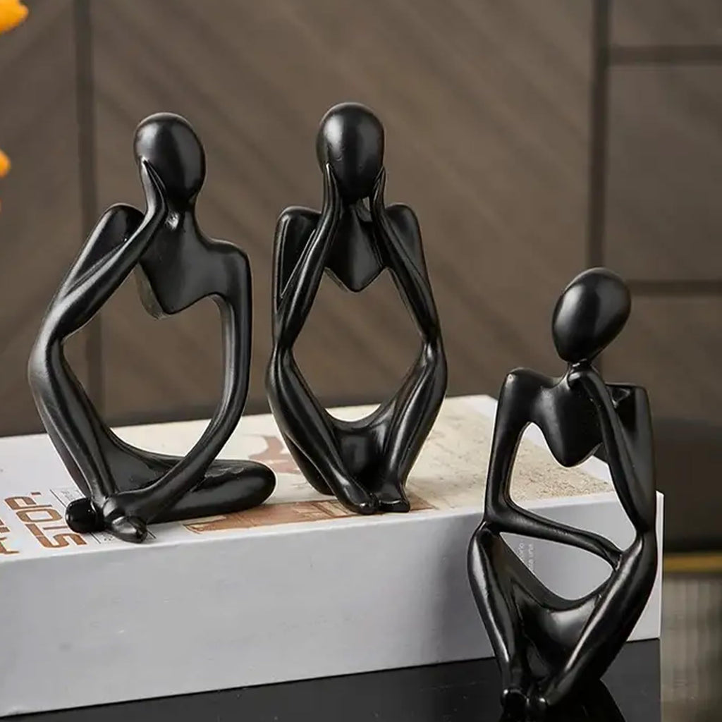 XINXUAN Thinker Statue Home Decor-Bookshelf & Living Room&Mantel-Collectible Figurines - 3 PCS Set