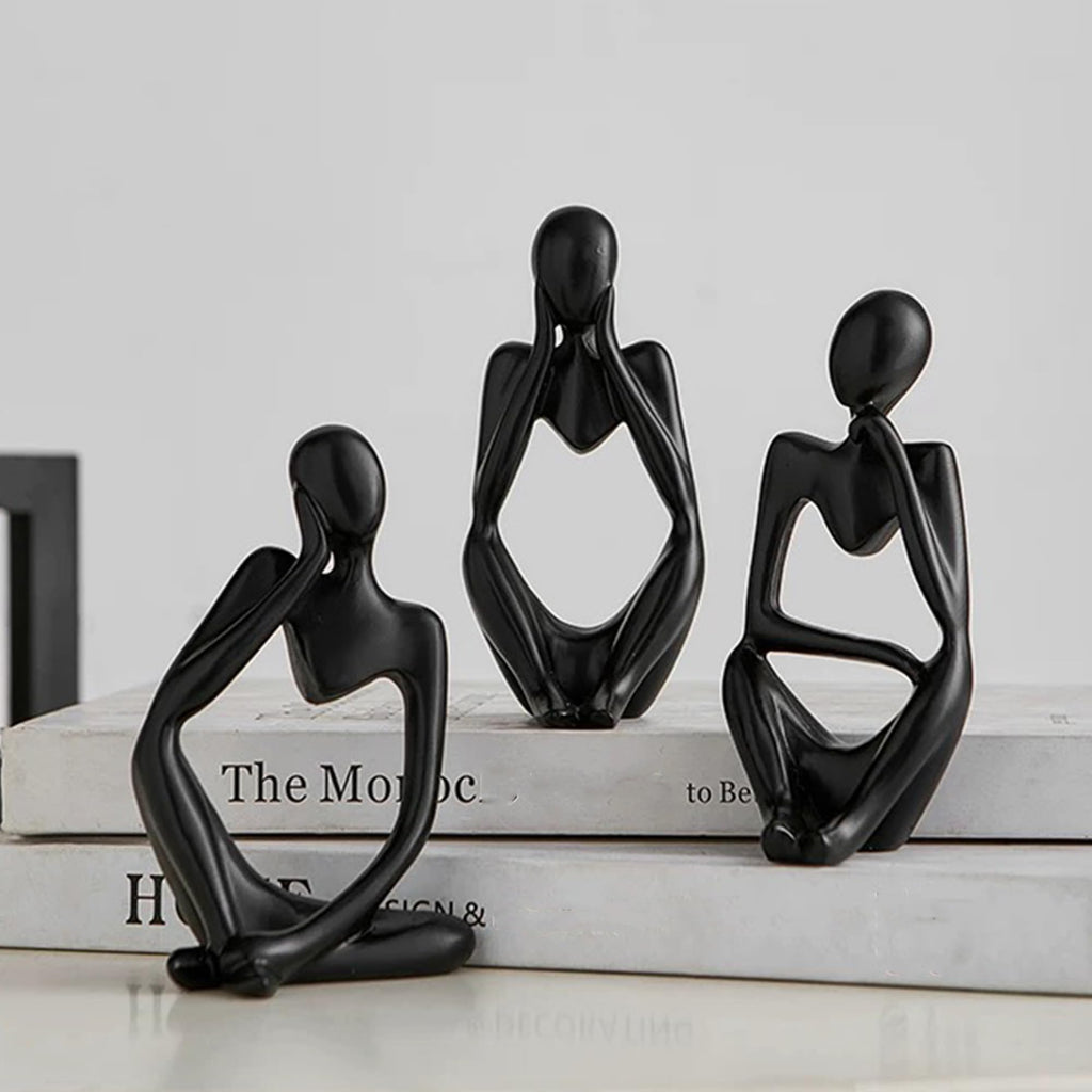 XINXUAN Thinker Statue Home Decor-Bookshelf & Living Room&Mantel-Collectible Figurines - 3 PCS Set