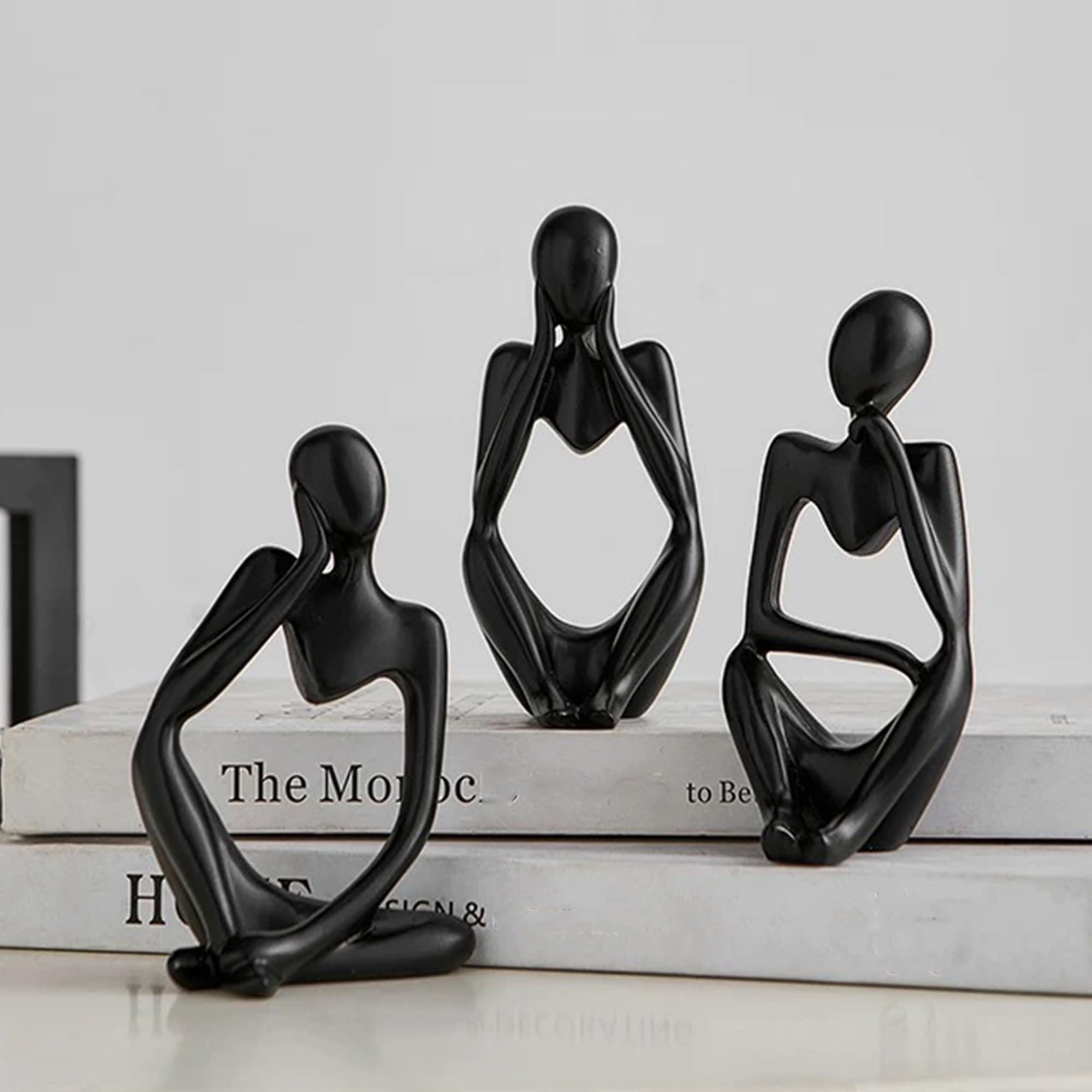 XINXUAN Thinker Statue Home Decor-Bookshelf & Living Room&Mantel-Collectible Figurines - 3 PCS Set