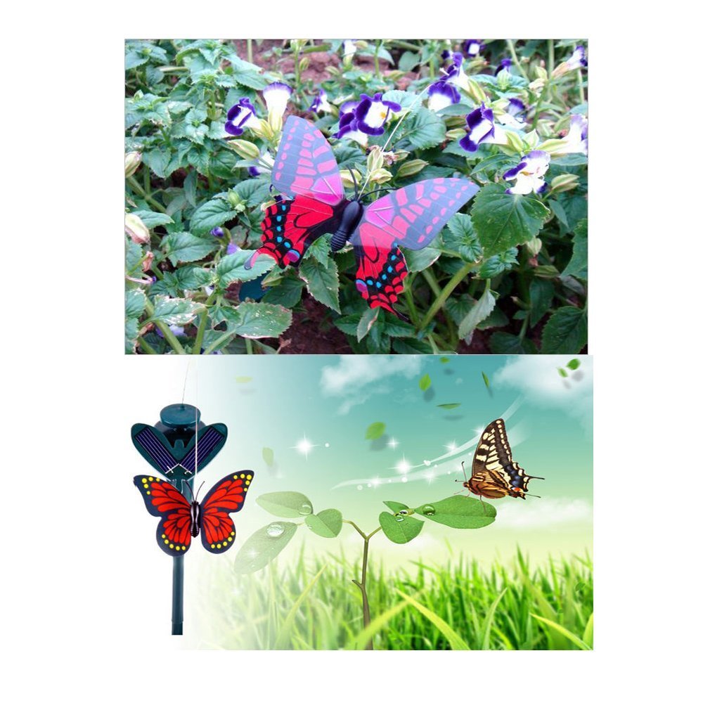 Vanki Solar Yard Stake Fluttering Insects, Solar or Battery Powered, 2 PCS Butterfly