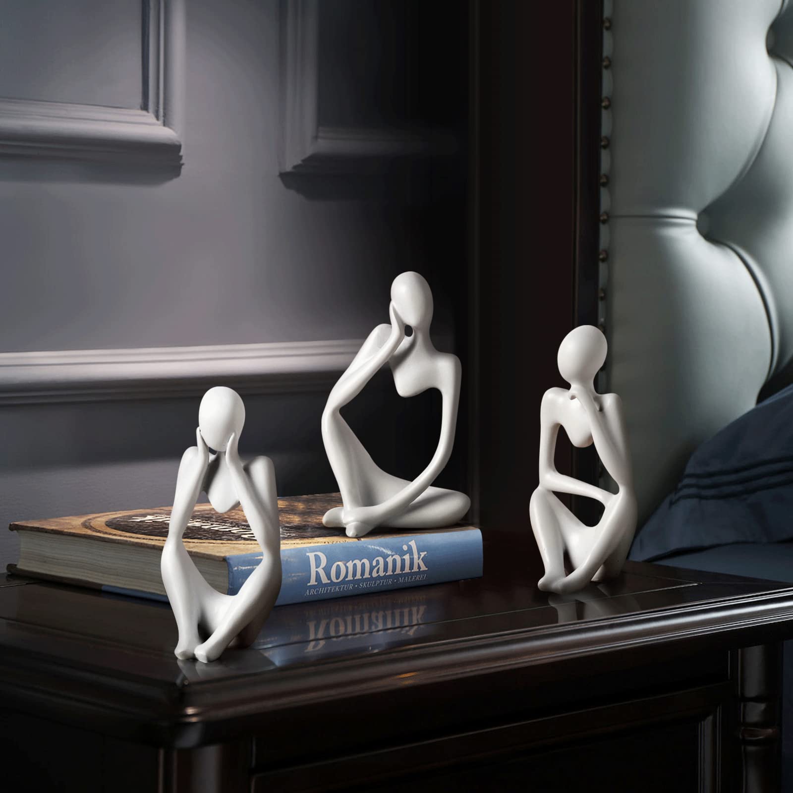 BrownLove 3pcs Decor Thinker Statue Abstract Art Sculpture，Resin Collectible Figurines for Home Living Room Office Shelf Decoration