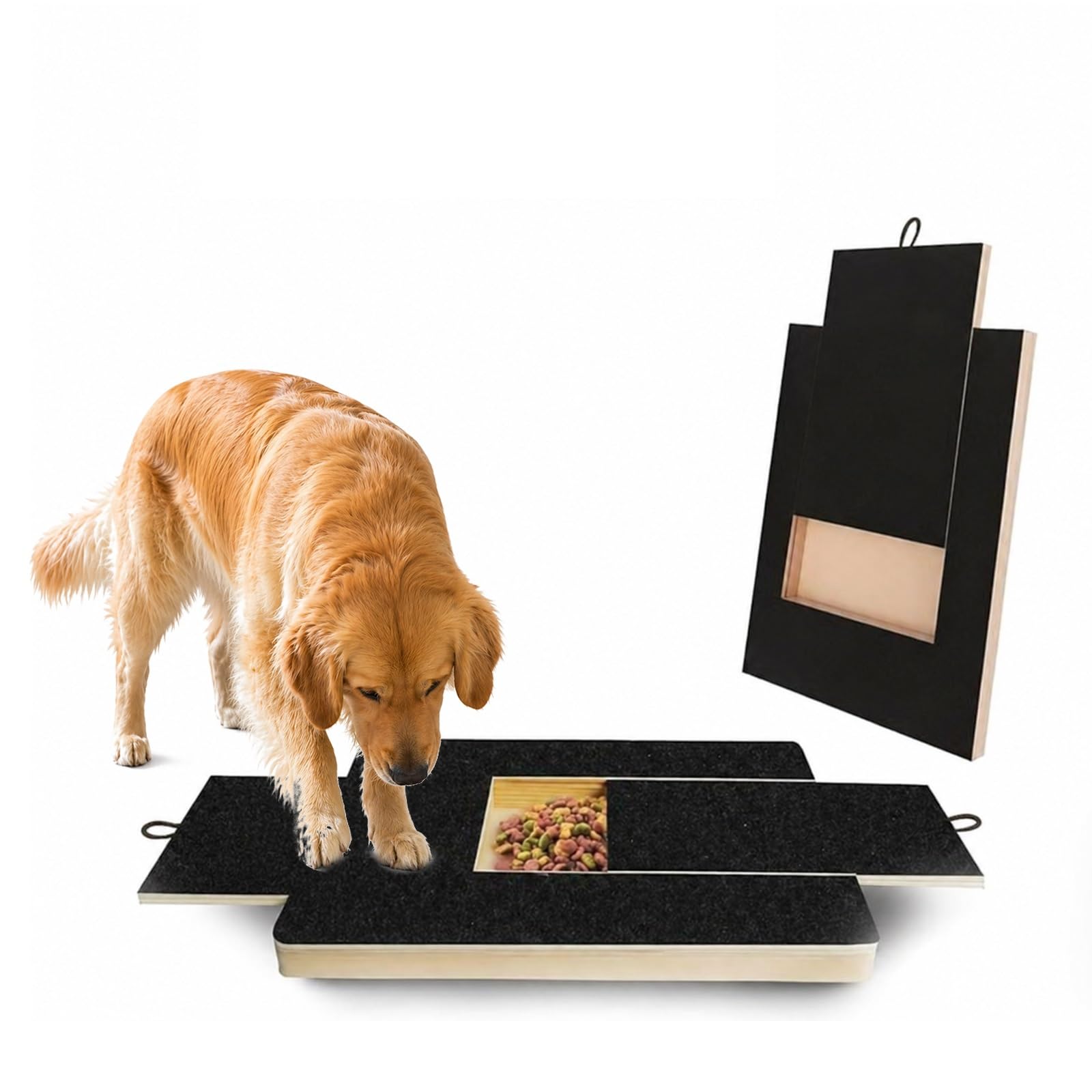 Dog Nail Scratch Board with Treat Box, Durable Scratch Pad Board with 2 Spare Sandpapers, Indoor Pet Paw Care Trim Tool for Stress Free Nails