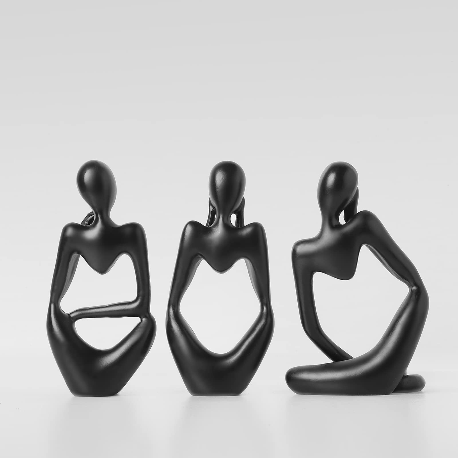 BrownLove 3pcs Decor Thinker Statue Abstract Art Sculpture，Resin Collectible Figurines for Home Living Room Office Shelf Decoration