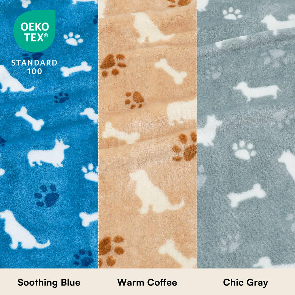 1 Pack 3 Blankets Super Soft Fluffy Premium Fleece Pet Blanket Flannel Throw for Dog Puppy Cat - Paw
