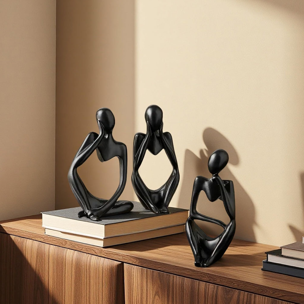 XINXUAN Thinker Statue Home Decor-Bookshelf & Living Room&Mantel-Collectible Figurines - 3 PCS Set