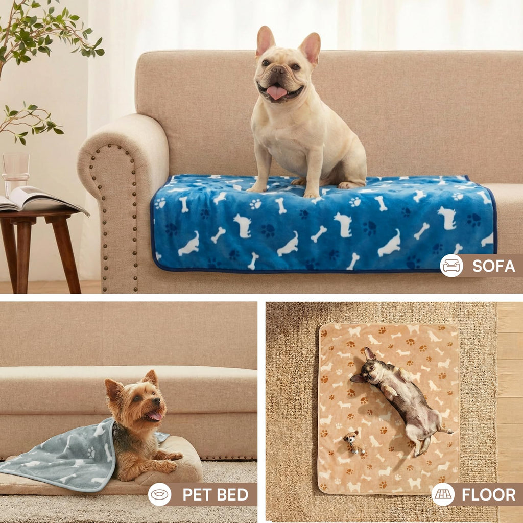 1 Pack 3 Blankets Super Soft Fluffy Premium Fleece Pet Blanket Flannel Throw for Dog Puppy Cat - Paw