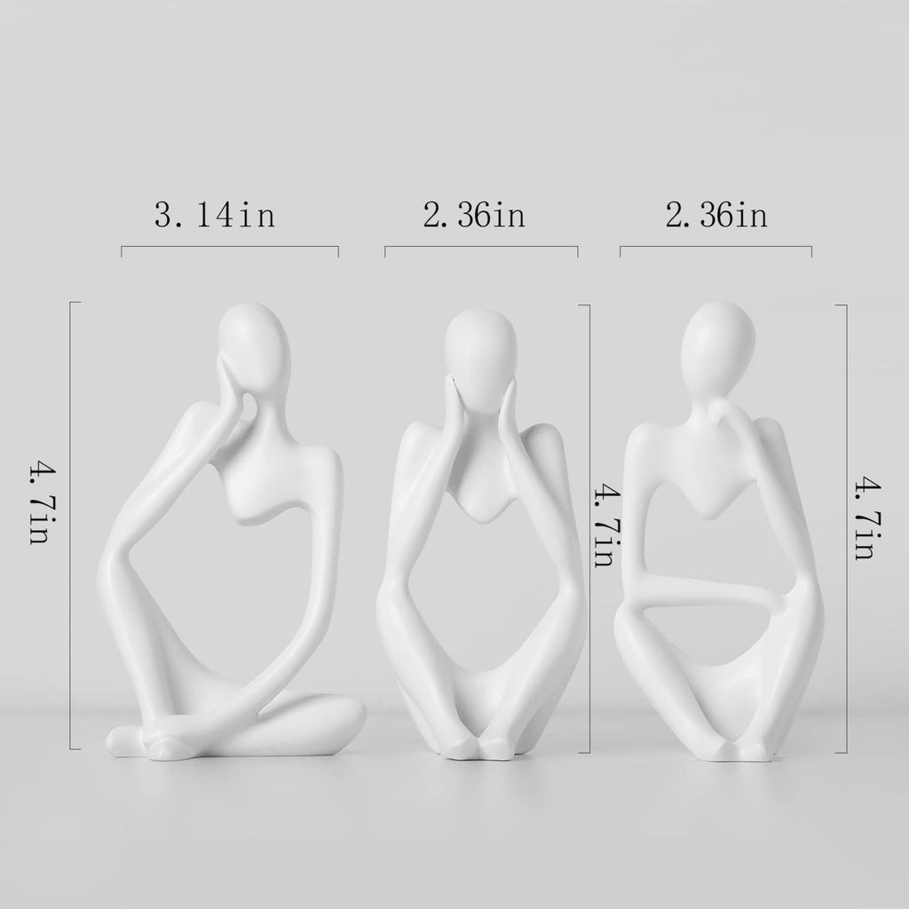 BrownLove 3pcs Decor Thinker Statue Abstract Art Sculpture，Resin Collectible Figurines for Home Living Room Office Shelf Decoration