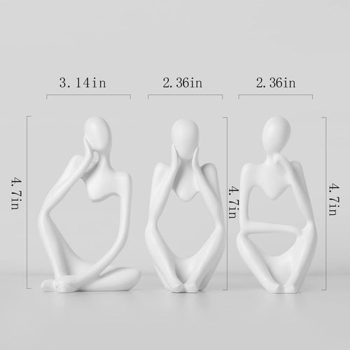 BrownLove 3pcs Decor Thinker Statue Abstract Art Sculpture，Resin Collectible Figurines for Home Living Room Office Shelf Decoration