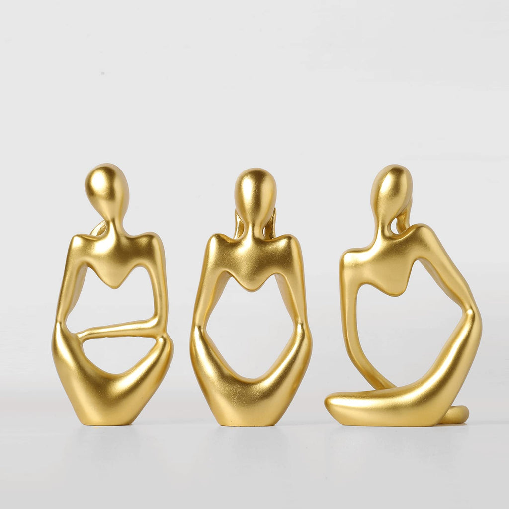 BrownLove 3pcs Decor Thinker Statue Abstract Art Sculpture，Resin Collectible Figurines for Home Living Room Office Shelf Decoration