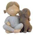 Sunicon Girl and Dog Statue, Resin Exquisite Desktop Girl Holding Dog Figurine Ornament for Bedroom Living Room Decor