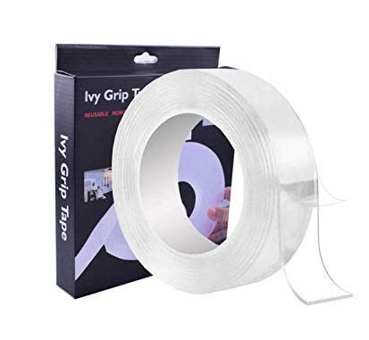 Peakhill White Polyester Ivy Grip Tape, Multipurpose High Strength Double Side Tissue Tape (1 Mm, Clear) (SEF-00103)
