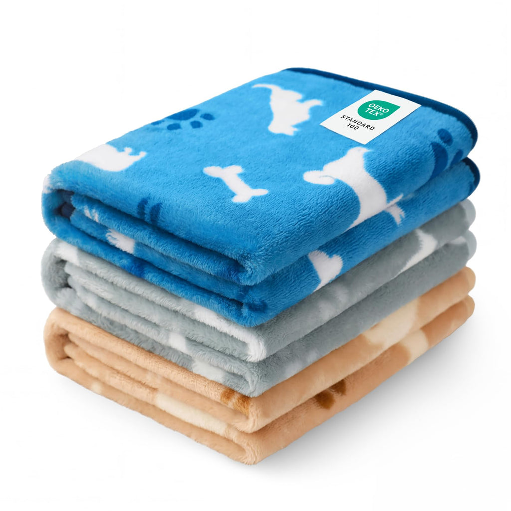 1 Pack 3 Blankets Super Soft Fluffy Premium Fleece Pet Blanket Flannel Throw for Dog Puppy Cat - Paw