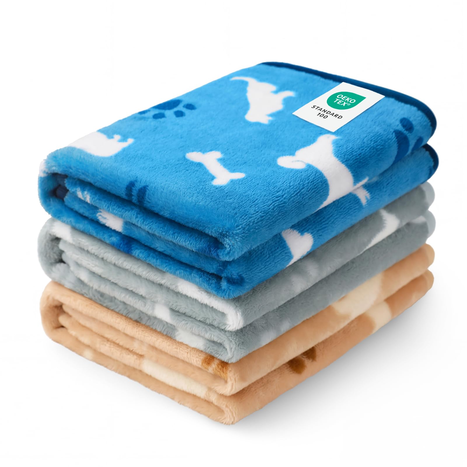 1 Pack 3 Blankets Super Soft Fluffy Premium Fleece Pet Blanket Flannel Throw for Dog Puppy Cat - Paw
