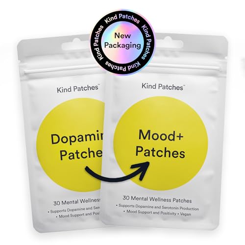 Kind Patches Mood Plus Patches with Mucuna Pruriens, Rhodiola, and Lions Mane Extract - Vegan - 30 Count