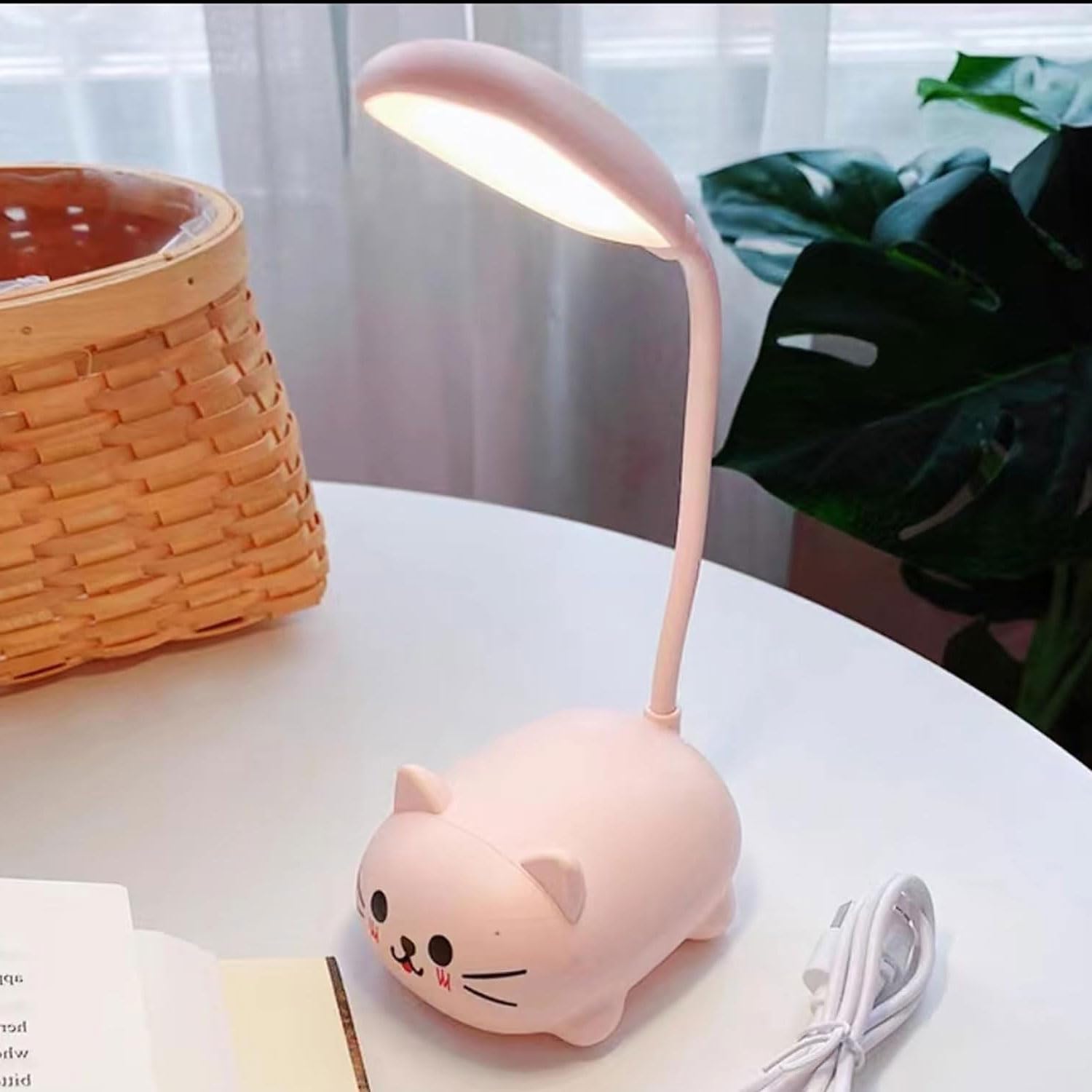 Genyerl LED Desk Lamp for Kids,Mini Cat Night Light, Cute Cat Foldable USB Rechargeable Reading Light Bedroom Children's Bedside Study (Blue)