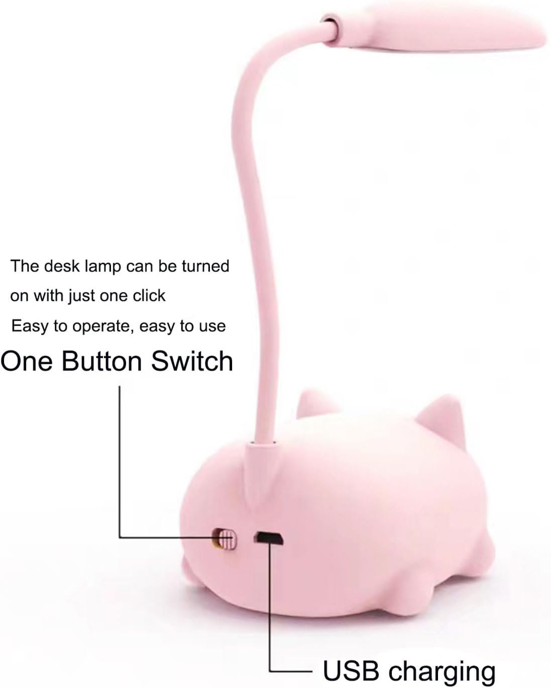 Genyerl LED Desk Lamp for Kids,Mini Cat Night Light, Cute Cat Foldable USB Rechargeable Reading Light Bedroom Children's Bedside Study (Blue)