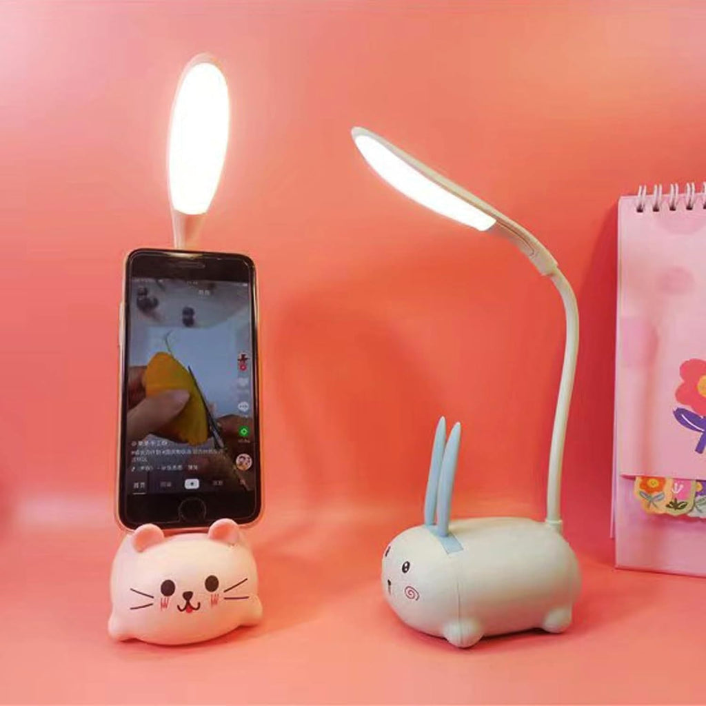 Genyerl LED Desk Lamp for Kids,Mini Cat Night Light, Cute Cat Foldable USB Rechargeable Reading Light Bedroom Children's Bedside Study (Blue)