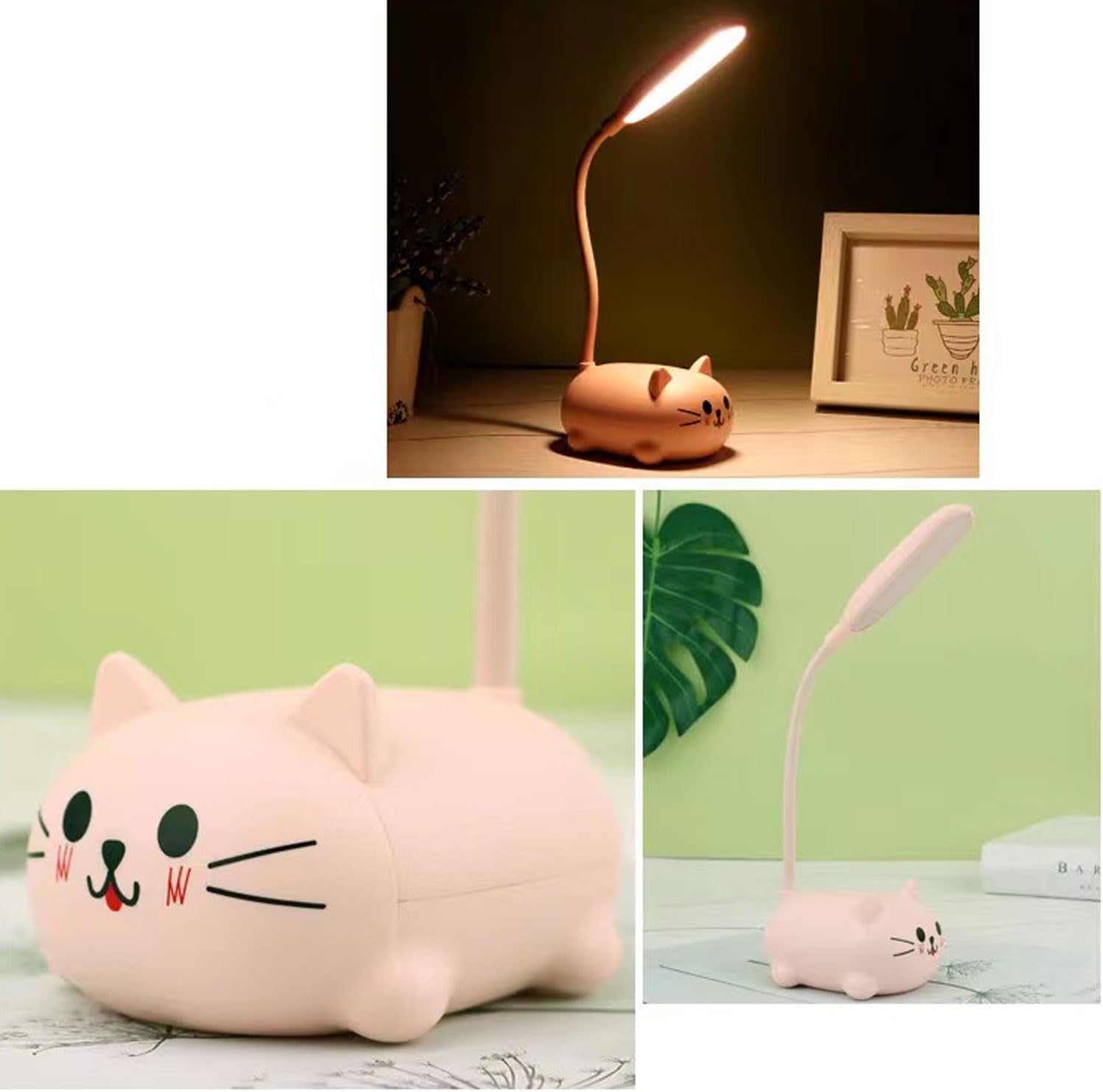 Genyerl LED Desk Lamp for Kids,Mini Cat Night Light, Cute Cat Foldable USB Rechargeable Reading Light Bedroom Children's Bedside Study (Blue)
