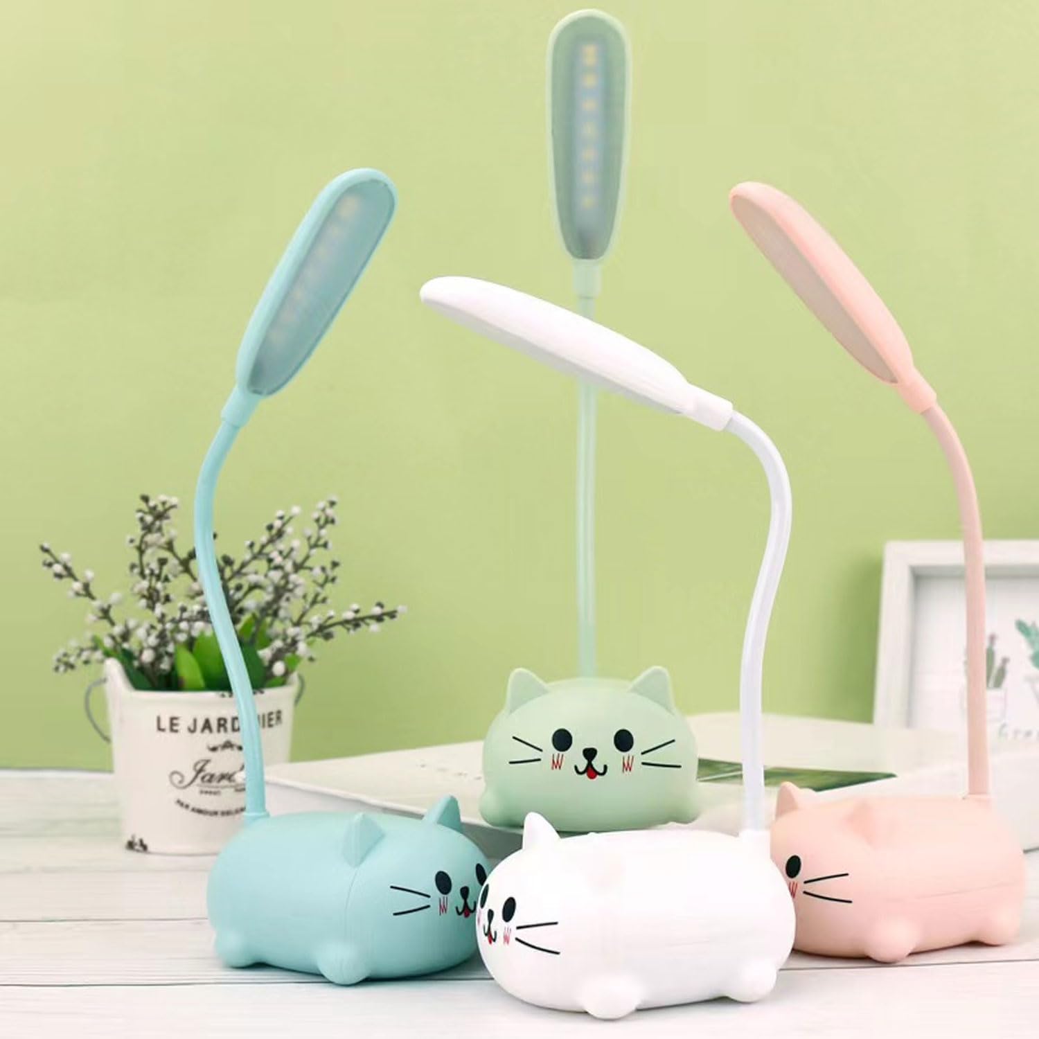 Genyerl LED Desk Lamp for Kids,Mini Cat Night Light, Cute Cat Foldable USB Rechargeable Reading Light Bedroom Children's Bedside Study (Blue)