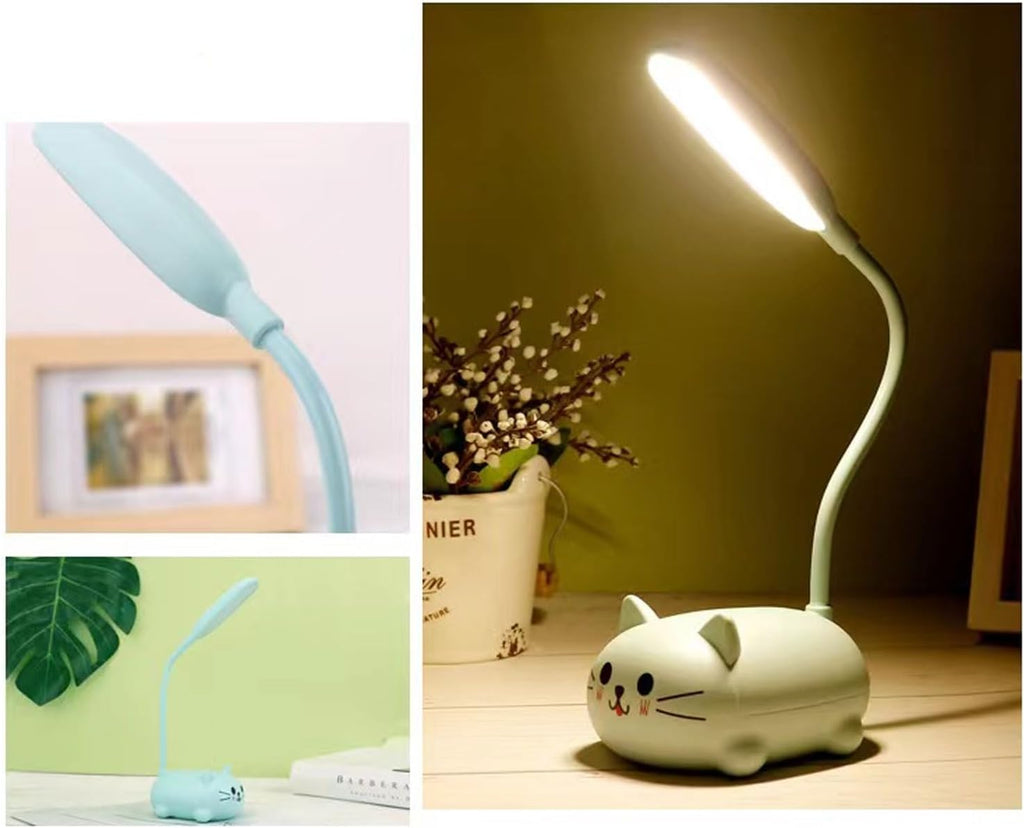 Genyerl LED Desk Lamp for Kids,Mini Cat Night Light, Cute Cat Foldable USB Rechargeable Reading Light Bedroom Children's Bedside Study (Pink)