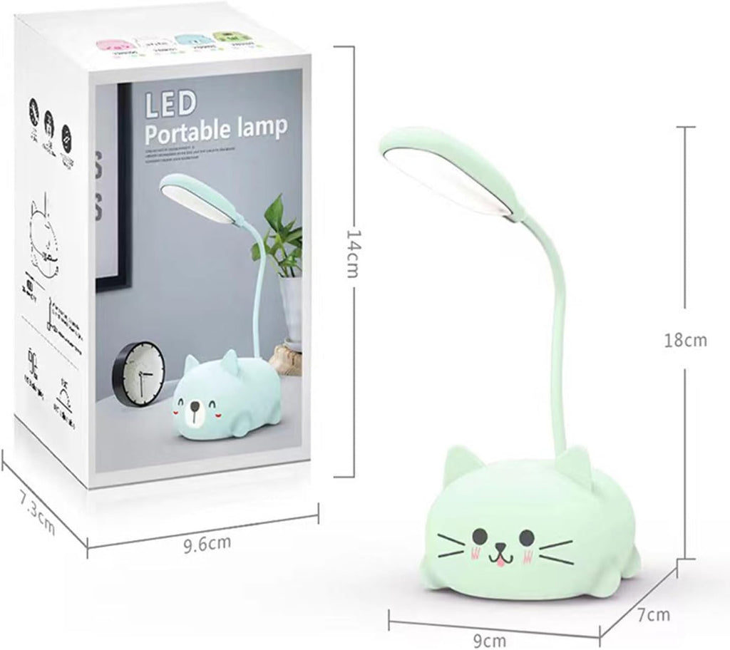 Genyerl LED Desk Lamp for Kids,Mini Cat Night Light, Cute Cat Foldable USB Rechargeable Reading Light Bedroom Children's Bedside Study (Pink)