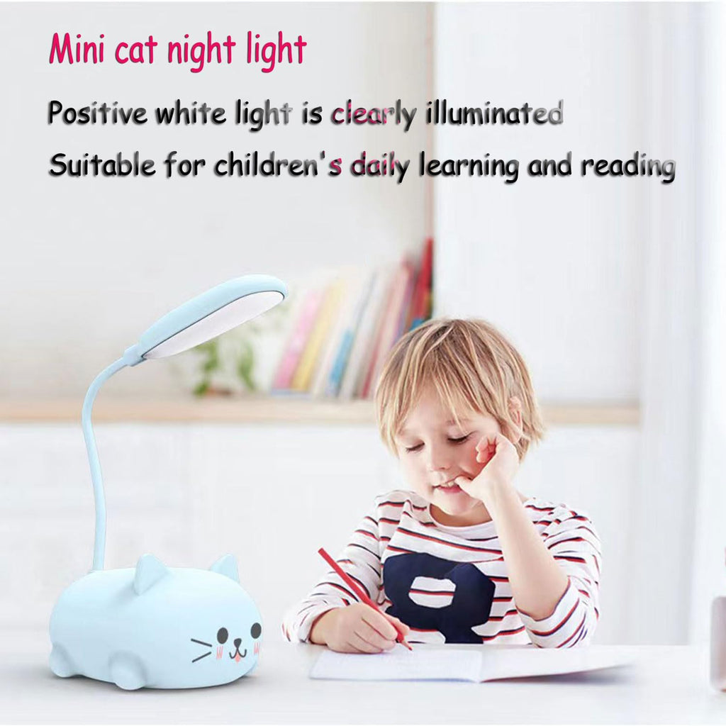 Genyerl LED Desk Lamp for Kids,Mini Cat Night Light, Cute Cat Foldable USB Rechargeable Reading Light Bedroom Children's Bedside Study (Pink)